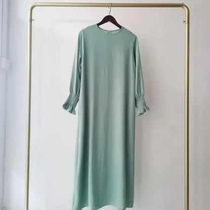 2023 Fashion Islam Abaya Dress Fashion Round Neck Abayas for Women Solid Color Women Dress Casual Dubai Turk Robe