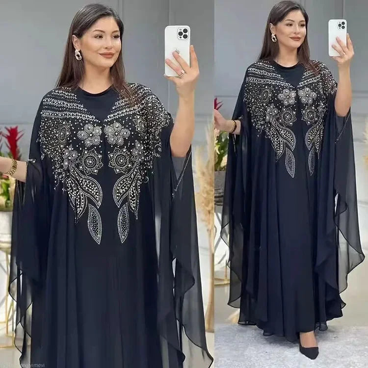 2024 Abayas for Women Dubai Luxury Chiffon Boubou Muslim Fashion Dress Caftan Wedding Party Occasions Long Abaya With Inner