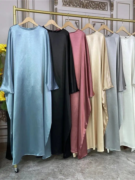 Ramadan Eid Satin Abaya Turkey Islam Muslim Maxi Dress Abayas For Women Kaftan Kebaya Caftan Marocain Robe Femme Musulmane