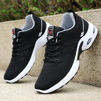 2024 Men's Shoes Spring fashion 2024 lace-up Soft sole sports single shoes flying woven Casual style men's Running shoes sneaker