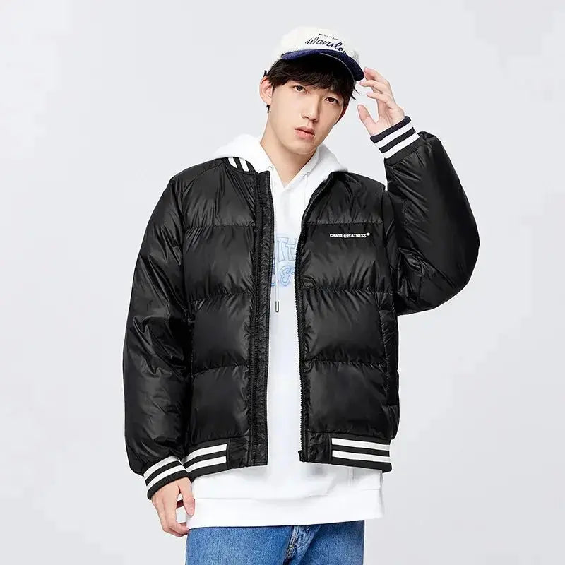 Semir Down Jacket Men Oversize College Style Baseball Collar Jacket 2022 Winter New Sports Raglan Top Coat