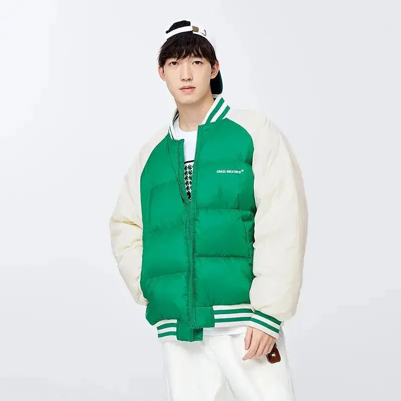 Semir Down Jacket Men Oversize College Style Baseball Collar Jacket 2022 Winter New Sports Raglan Top Coat