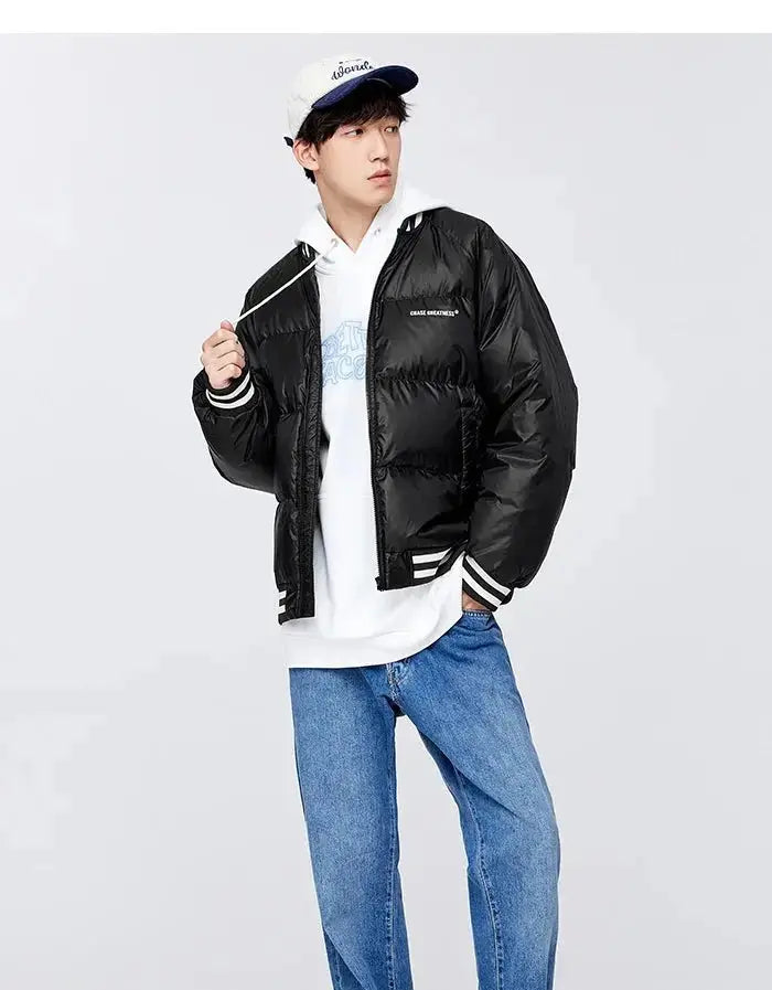 Semir Down Jacket Men Oversize College Style Baseball Collar Jacket 2022 Winter New Sports Raglan Top Coat