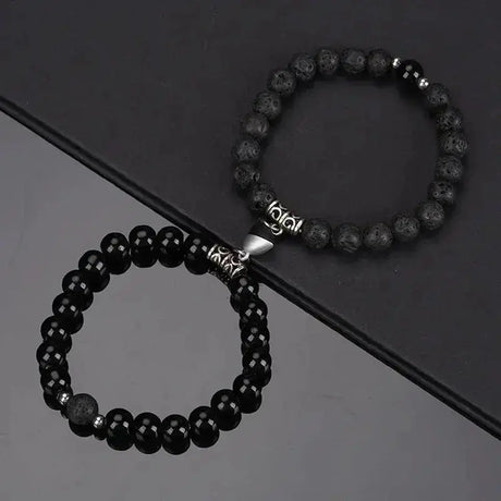 2Pcs/Set Beads Bracelet For Lovers Natural Stone Distance Heart Magnet Couple Bracelets Friendship Fashion Jewelry Gift