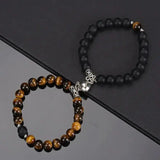 2Pcs/Set Beads Bracelet For Lovers Natural Stone Distance Heart Magnet Couple Bracelets Friendship Fashion Jewelry Gift