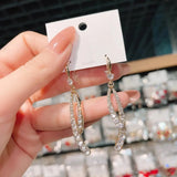 Shiny Zircon Ribbon Tassel Drop Earrings For Women Korean Style Pearl Earrings Inlaid Zircon Bow Earrings Rhinestone Ear Jewelry