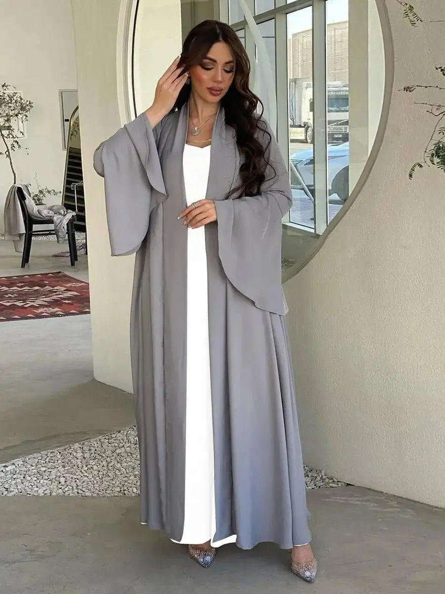 Siskakia Muslim Open Kimono Abaya For Moroccan Women Fashion Ruffle Sleeve Arab Dubai Clothing Jalabiyat Turkey Soft Gulf Robe