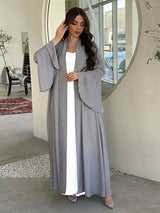 Siskakia Muslim Open Kimono Abaya For Moroccan Women Fashion Ruffle Sleeve Arab Dubai Clothing Jalabiyat Turkey Soft Gulf Robe