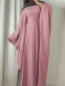 Summer Soft Crepe Like Linen Khimar Butterfly Batwing Abaya Dubai Luxury 2024 Islam Muslim Kaftan Modest Dress For Women Kebaya - haalish