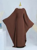 Summer Soft Crepe Like Linen Khimar Butterfly Batwing Abaya Dubai Luxury 2024 Islam Muslim Kaftan Modest Dress For Women Kebaya - haalish