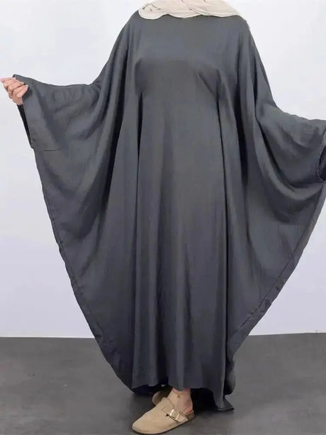 Summer Soft Crepe Like Linen Khimar Butterfly Batwing Abaya Dubai Luxury 2024 Islam Muslim Kaftan Modest Dress For Women Kebaya