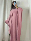 Summer Soft Crepe Like Linen Khimar Butterfly Batwing Abaya Dubai Luxury 2024 Islam Muslim Kaftan Modest Dress For Women Kebaya - haalish