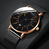 Top New Men Calendar Watches Mens Stainless Steel Mesh Watch Men Business Casual Quartz Watch Relogio Masculino Male Wristwatch