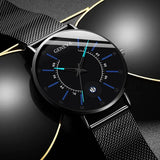 Top New Men Calendar Watches Mens Stainless Steel Mesh Watch Men Business Casual Quartz Watch Relogio Masculino Male Wristwatch