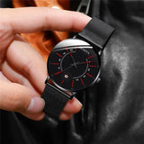 Top New Men Calendar Watches Mens Stainless Steel Mesh Watch Men Business Casual Quartz Watch Relogio Masculino Male Wristwatch