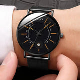 Top New Men Calendar Watches Mens Stainless Steel Mesh Watch Men Business Casual Quartz Watch Relogio Masculino Male Wristwatch