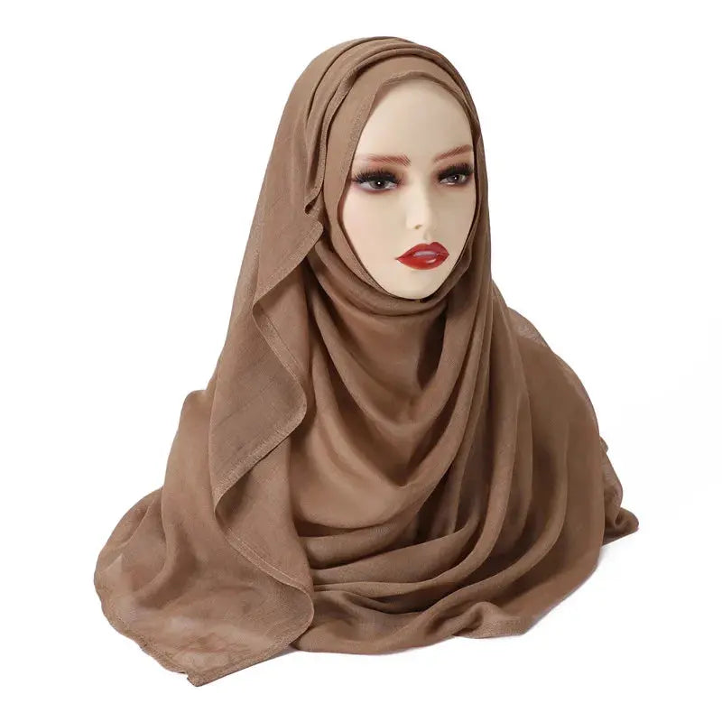 Women Big Size Plain Solid Cotton Rayon Hijab Scarf Lady High Quality Wraps and Shawls Musulman Headband Islamic Turban 180*95Cm - haalish