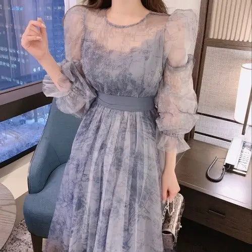 Women's Elegance Retro Puff Sleeve Long Sleeve Dress