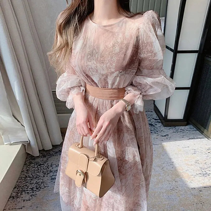 Women's Elegance Retro Puff Sleeve Long Sleeve Dress