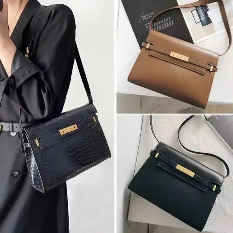 Women's Luxury Designer Handbag Fashion Underarm Bag Top Quality Real Leather Crossbody Shoulder Large Capacity Square Bag - haalish