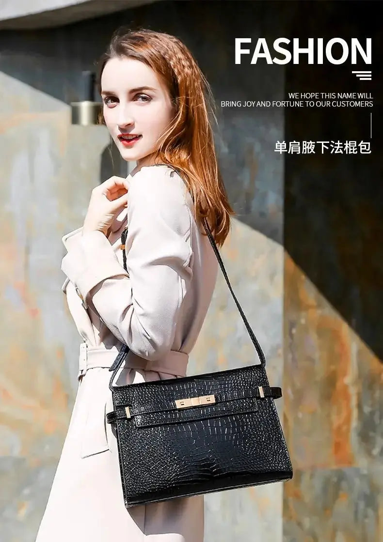 Women's Luxury Designer Handbag Fashion Underarm Bag Top Quality Real Leather Crossbody Shoulder Large Capacity Square Bag - haalish