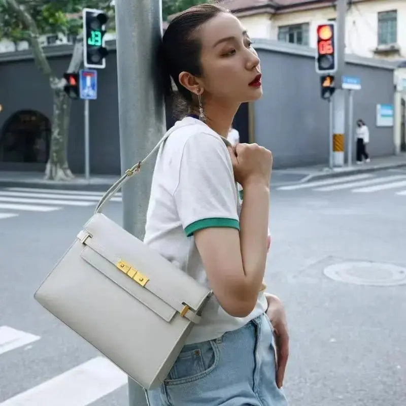 Women's Luxury Designer Handbag Fashion Underarm Bag Top Quality Real Leather Crossbody Shoulder Large Capacity Square Bag