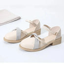 Women's Summer Chunky Heel Bow Round Head Ankle-strap Buckle Sandals - haalish