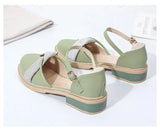 Women's Summer Chunky Heel Bow Round Head Ankle-strap Buckle Sandals