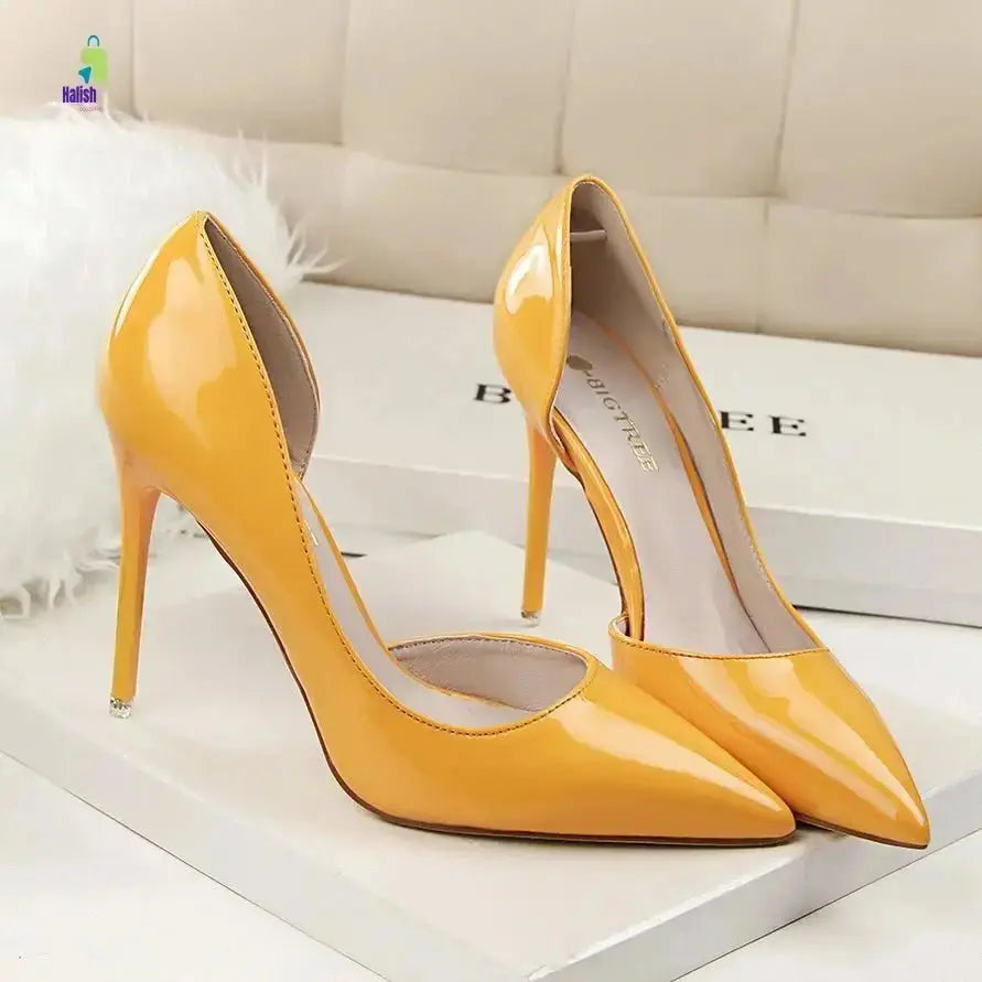 Yellow Stiletto High Heels - Sexy Office Pumps