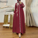 ZANZEA Turkey Islamic Autumn Maxi Vestidos Muslim Hijab Loose Bohemian Women Long Dresses Floral Print Holiday Casual Abaya Robe - haalish