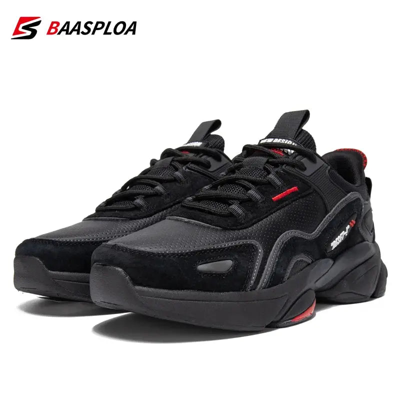 Baasploa Lightweight Running Shoes For Men's Designer Leather Casual Sneakers Lace Up Male Outdoor Sports Shoes Tennis - haalish