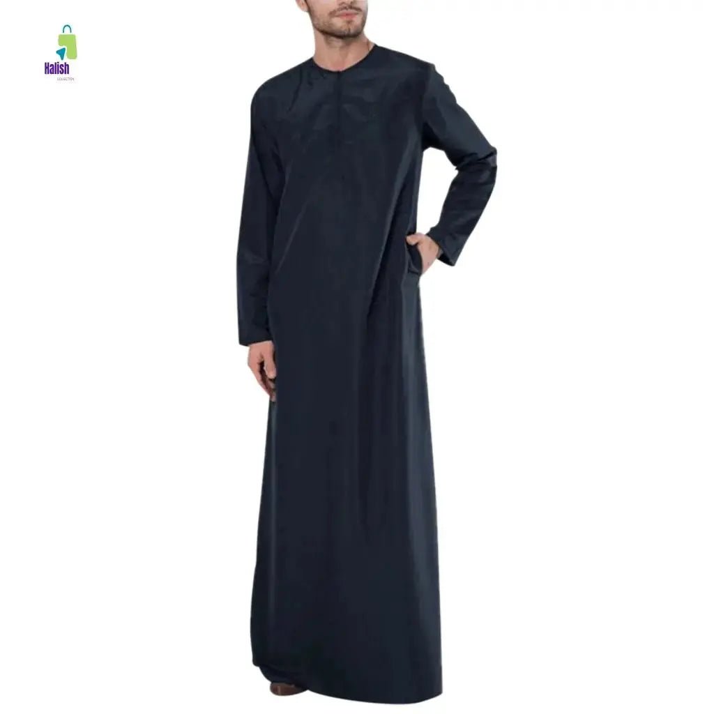 Men's Casual Arab Robe with Stand Collar - haalish