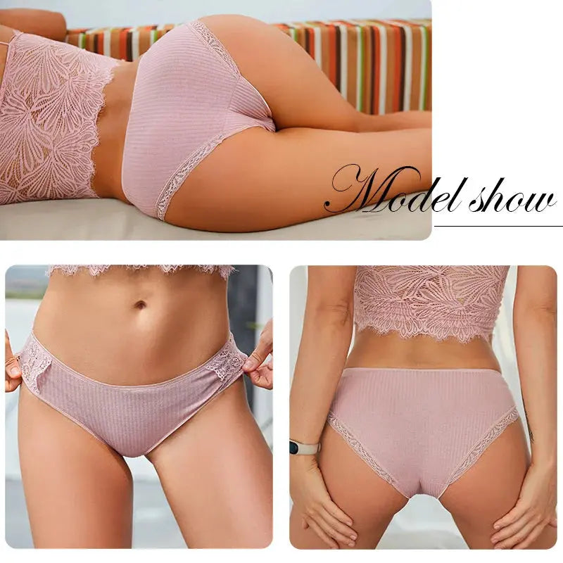 FINETOO 3Pcs/set Women Cotton Panties M - 2XL Low - Rise Underwear Trendy Patchwork Lace Briefs Female Soft Underpants Lingerie 2022 - haalish