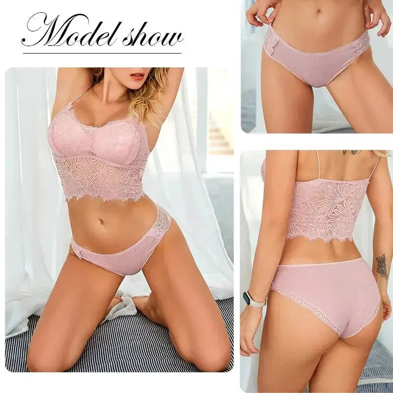 FINETOO 3Pcs/set Women Cotton Panties M-2XL Low-Rise Underwear Trendy Patchwork Lace Briefs Female Soft Underpants Lingerie 2022