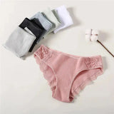 FINETOO 3Pcs/set Women Cotton Panties M-2XL Low-Rise Underwear Trendy Patchwork Lace Briefs Female Soft Underpants Lingerie 2022