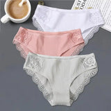 FINETOO 3Pcs/set Women Cotton Panties M-2XL Low-Rise Underwear Trendy Patchwork Lace Briefs Female Soft Underpants Lingerie 2022