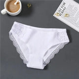 FINETOO 3Pcs/set Women Cotton Panties M-2XL Low-Rise Underwear Trendy Patchwork Lace Briefs Female Soft Underpants Lingerie 2022