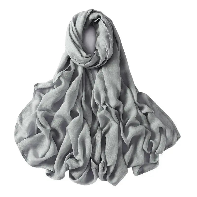 Women Big Size Plain Solid Cotton Rayon Hijab Scarf Lady High Quality Wraps and Shawls Musulman Headband Islamic Turban 180*95Cm - haalish